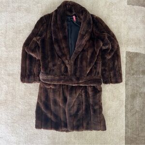 Staud knee length brown faux fur coat. Very soft and hardly worn.